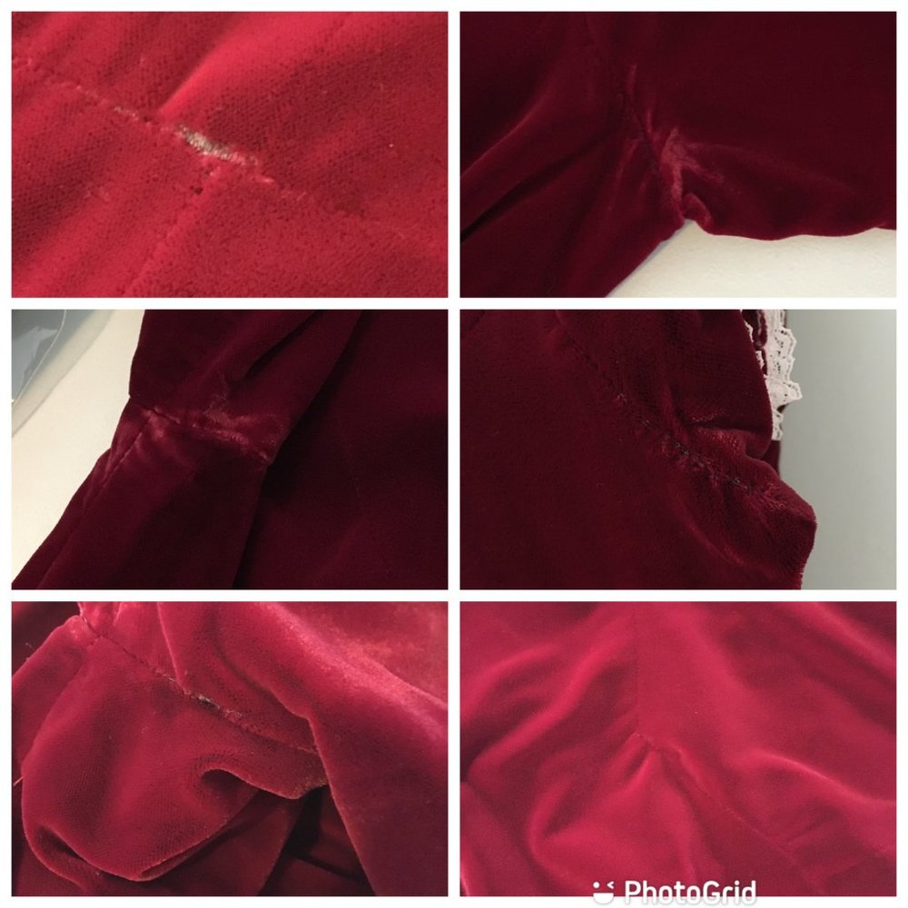 Vintage 60s 70s Victorian Velvet Maroon Maxi Dress, High Lace Neck, Steampunk - Picture 5 of 11